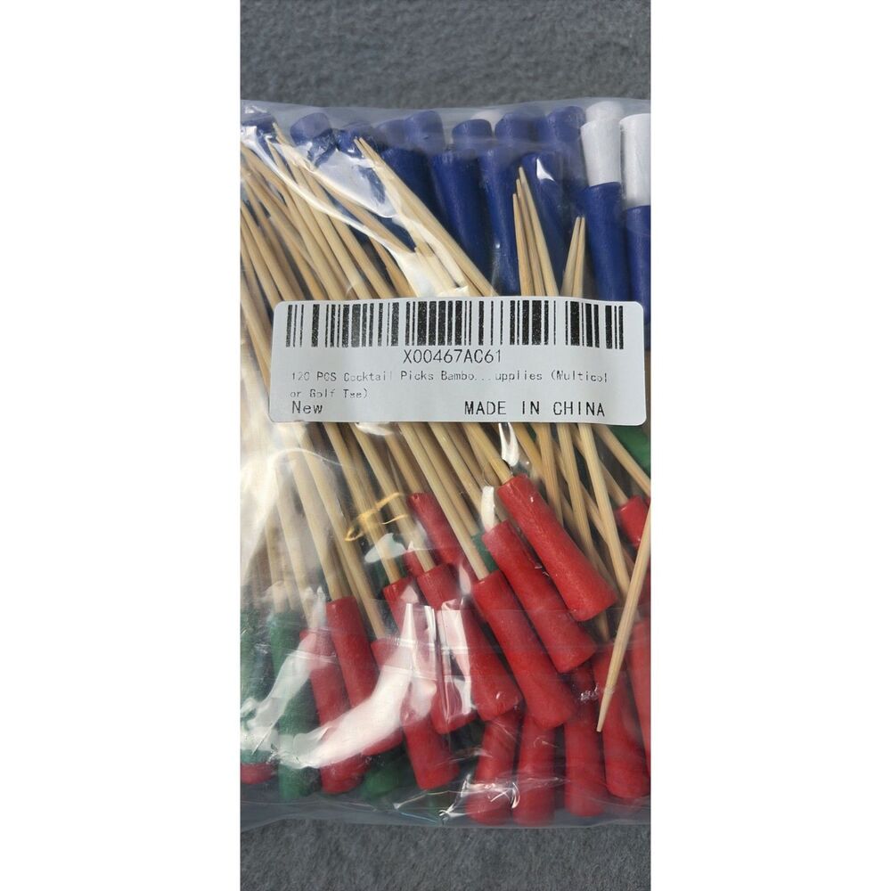 120 PCS Bamboo Cocktail Picks Multicolor